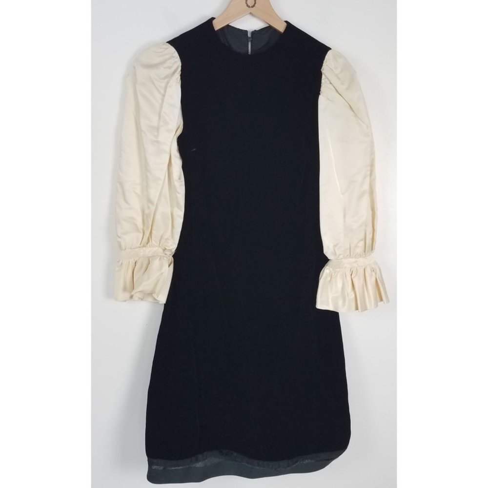 Vintage Wilson Folmar For Montaldo's 1950's Sz. 4 Black Velvet/Ivory Dress